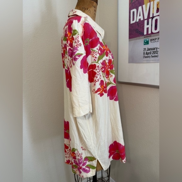 Free People Share Good Vibes Buttondown XS Ivory Pink Combo Floral - Picture 7 of 12
